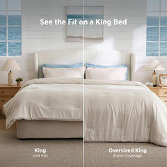 Bedsure comforter on bed lifestyle scene showing inviting layered look