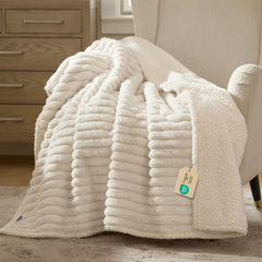 Bedsure front view cream blanket showing full coverage and comfort