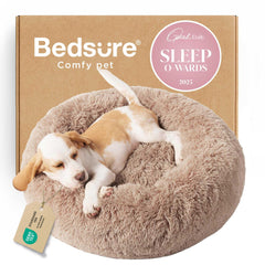 Bedsure front view of camel donut bed showing plush comfort and inviting shape