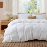 Bedsure duvet cover front view showing clean white finish and smooth look