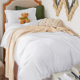 Bedsure duvet cover front view showing neat white finish and cozy look