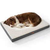 Bedsure front view of large grey dog bed showing plush sherpa warmth and inviting comfort