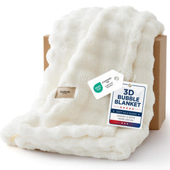 Bedsure front view of off white throw showing soft texture and cozy look
