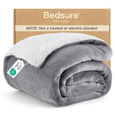 Bedsure blanket front view showing grey color and cozy look for living room comfort