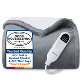 Bedsure front view of heated throw showing full 50x60 coverage and cozy design