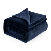Bedsure navy blanket front packaging showing plush microfiber and gift-ready presentation