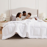 Bedsure front view of oversized king comforter showing full coverage and neat finish