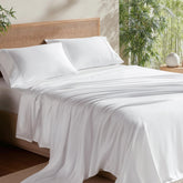 Bedsure front packaging showing queen PureWoven set and easy setup benefit