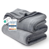 Bedsure blanket front view showing grey color and generous coverage for cozy comfort
