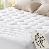 Bedsure queen pad front view showing full fitted cover and neat edges, adds comfort