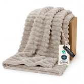 Bedsure soft beige throw folded on surface showing neutral color and cozy feel