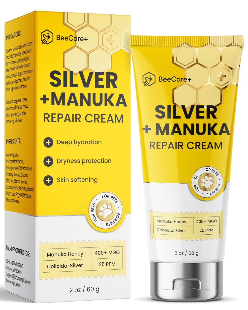 BeeCare+ front tube showing product name and 2 oz size for easy storage