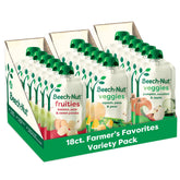 beech-nut front packaging showing farmer's favorites variety pack, easy serving convenience