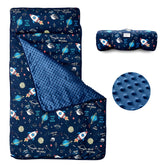 beeweed front view folded nap mat showing compact travel benefit
