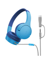 Belkin SoundForm Mini front view showing compact kid-sized cups and headband, comfortable fit