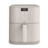 BELLA front view of slim Oatmilk air fryer showing compact footprint and style