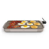 BELLA front view of griddle showing spacious cooking area and oatmilk finish for easy serving