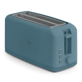 BELLA front view of slim toaster showing Surf color and compact benefit
