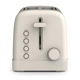 BELLA toaster front view showing Oatmilk finish and sleek design benefits