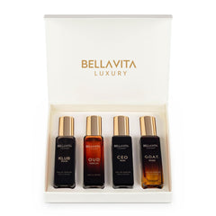 Bella Vita Luxury front packaging shows elegant boxed gift set and travel convenience