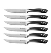 Bellemain front view of six-piece steak knife set showing sleek design and value