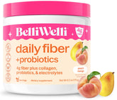 Belli Welli front packaging showing peach mango flavor and clean formula benefits
