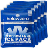 Below Zero front packaging showing five prefilled 48-hour ice packs and benefits