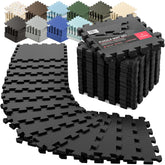 BeMaxx front packaging showing full 18-piece gym mats set and edges, protects floors