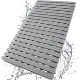 BEMISO front view bath mat showing non-slip surface and neutral gray color