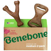 Benebone front packaging showing wishbone and dental chews, with clear brand benefit