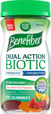 Benefiber bottle front showing label and 50-count benefits