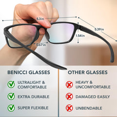 Benicci included protective case protecting glasses for travel and storage