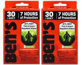 Ben's 30 wipes front packaging showing 24-pack convenience and portability