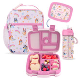 Bentgo Bluey front view of full lunch set showing coordinated design and portability