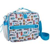 Bentgo front view of printed lunch bag showing durable fabric and zipper benefit