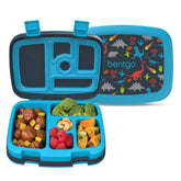Bentgo front view showing prints and secure lid, promotes leak protection