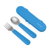Bentgo front view of utensil set and case showing compact storage benefit