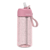 Bentgo petal pink glitter front view showing bottle and lid benefit: visible secure design