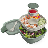 Bentgo front view of 54 oz salad container showing secure lid and clips for leak protection