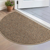 BEQHAUSE front view half-circle taupe mat shows clean entry benefit