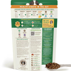 Bernie's cheese bits mixed into kibble bowl, enhances palatability and digestion