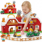 bessome front barn open playset showing organized figures and interactive parts