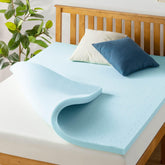 Best Price Mattress front view of gel memory foam topper shows neat edges and fit benefit