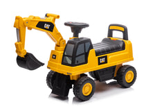 Best Ride On Cars CAT excavator front view showing authentic design and realistic play