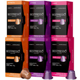 Bestpresso front packaging showing 6 boxes and bold branding, conveys convenience