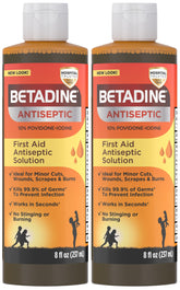 Betadine front packaging 2 pack showing bottle labels and volume – reliable first-aid