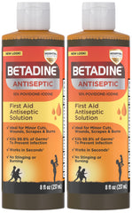 Betadine front packaging 2 pack showing bottle labels and volume – reliable first-aid