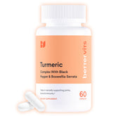 Bettervits front label showing turmeric blend and 60 capsules benefit convenience