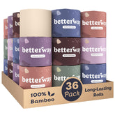 Betterway front packaging showing 36 rolls and natural brown sheets benefit of bulk savings