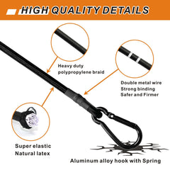 BEXSLE 48-inch bungee stretched in use demonstrating strong elasticity and reliable hold